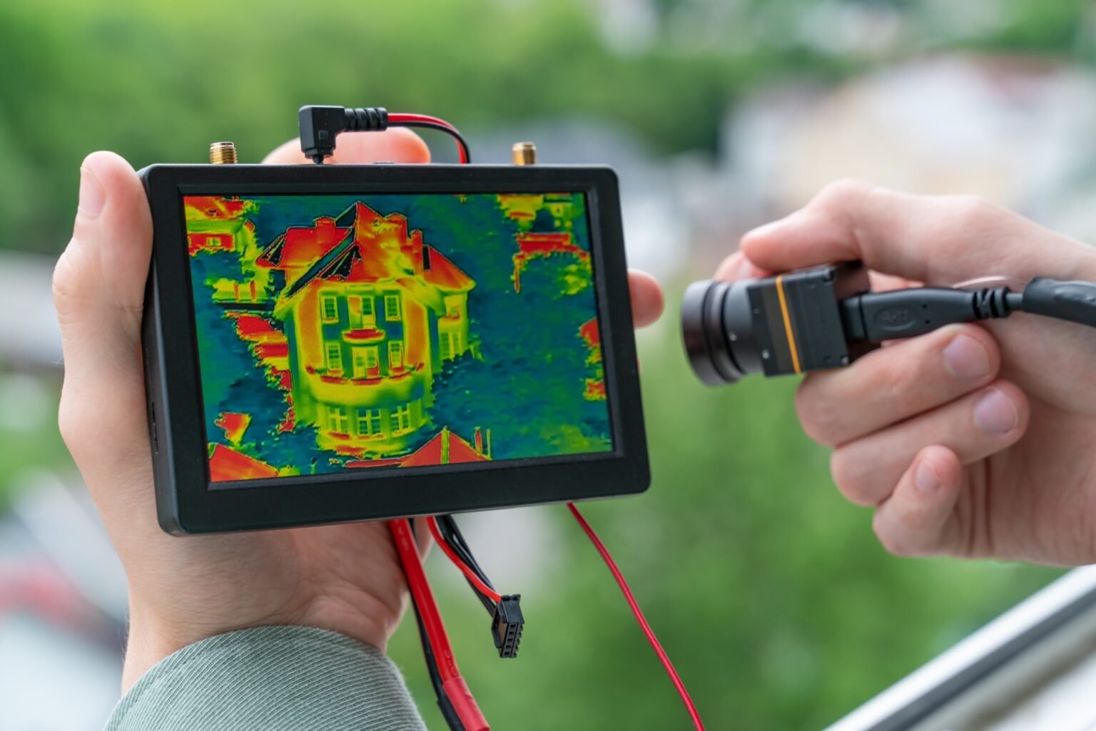 Simulation of object temperature check by thermoscan or infrared thermal camera.